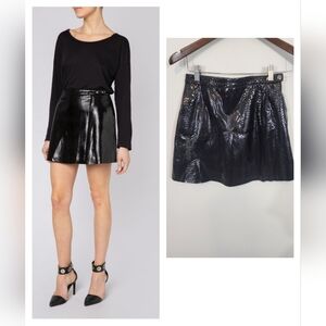 Muubaa london 100% lamb leather black patent mini skirt womens 4‎ edgy moto punk
